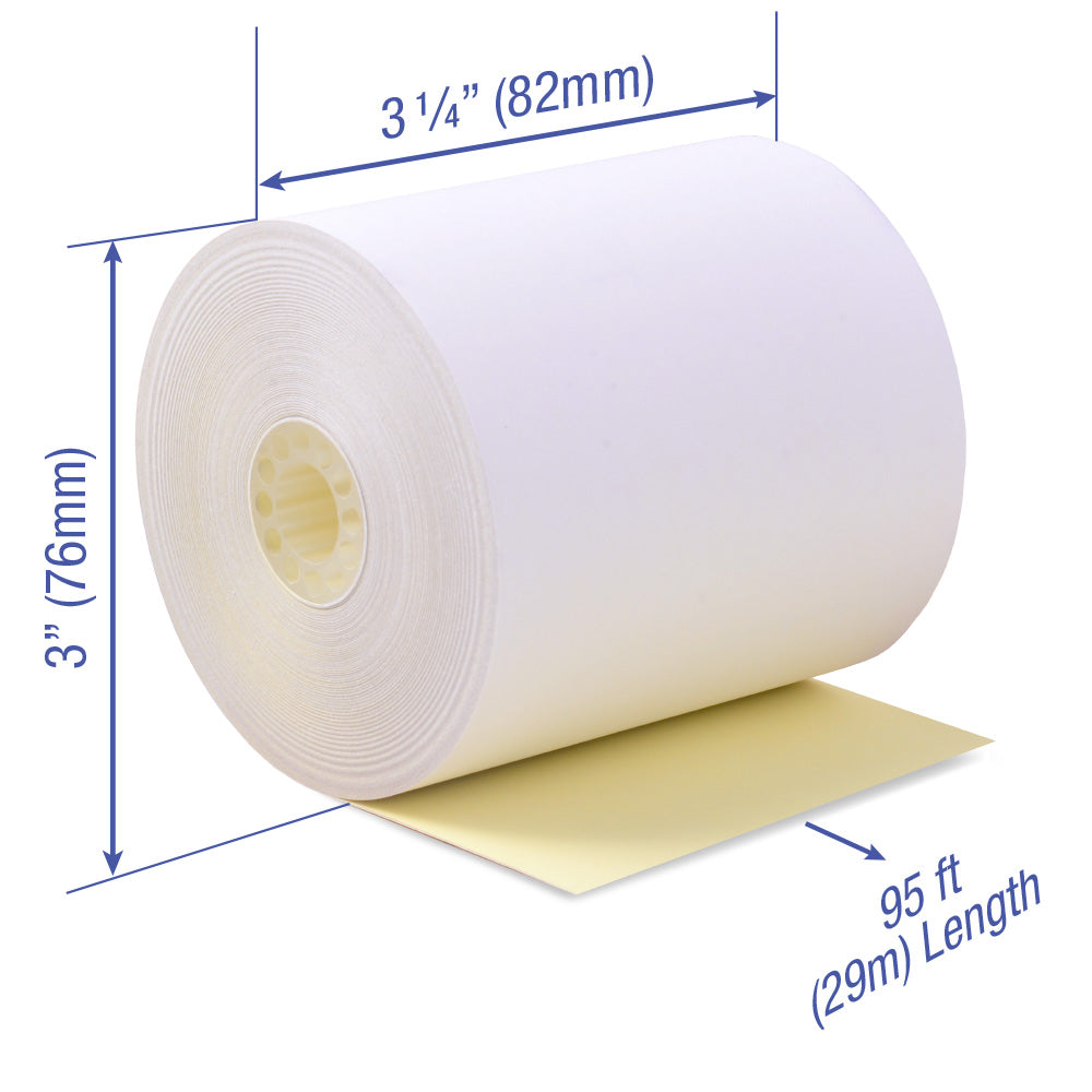 2 Ply Bond 3 1/4 x 95 ft white/canary carbonless 50 rolls