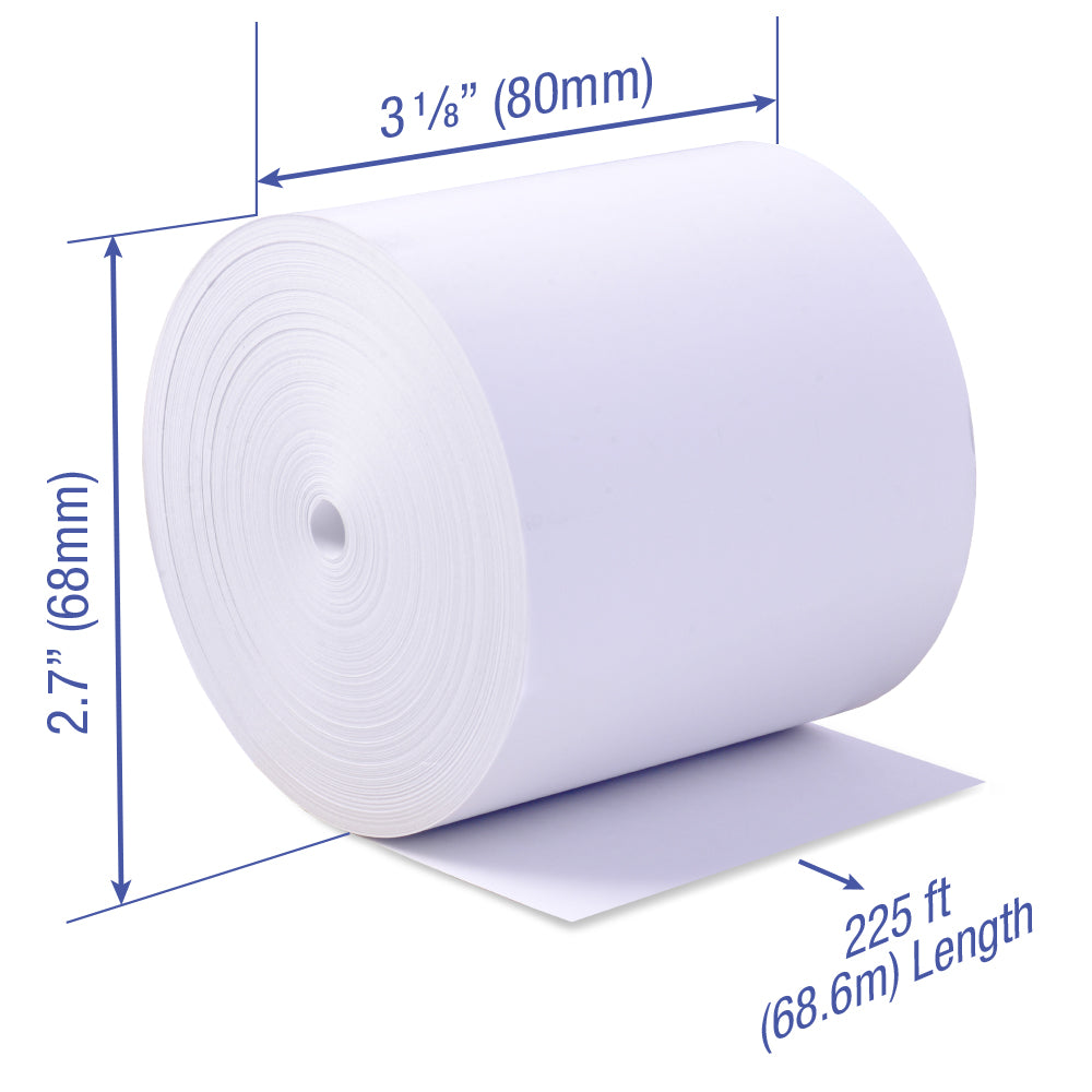 Thermal Paper 3 1/8 x 225 ft x 50 rolls CORELESS BPA Free