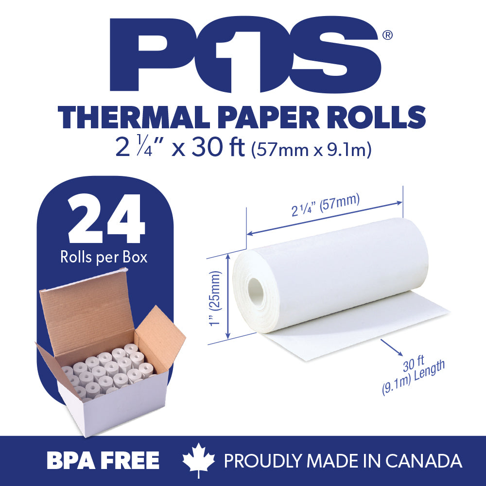 Thermal Paper 2 1/4 x 30 ft x 25mm CORELESS BPA Free 24 rolls